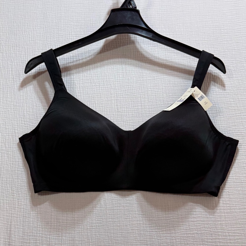 Cacique‎ Comfort Solution Wireless Bra Womens 44DD Black No-Wire 1051733